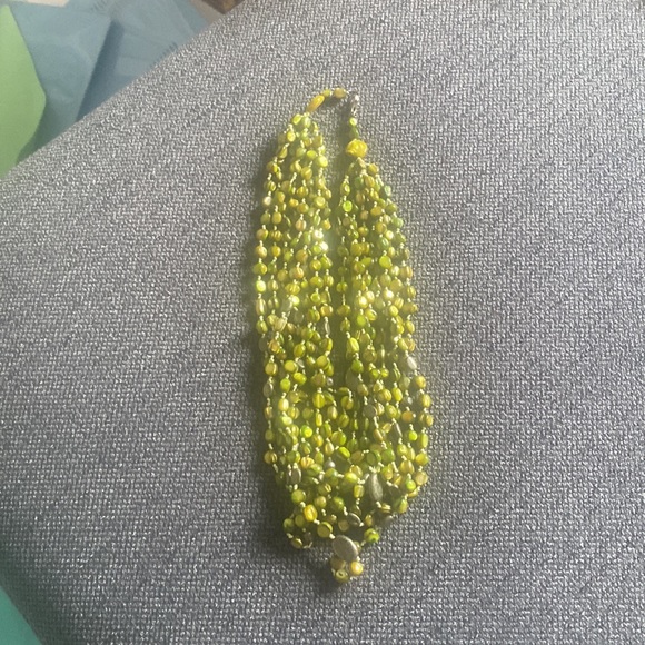 Silpada STERLING SILVER 8-STRAND GREEN MOTHER OF PEARL & PYRITE NECKLACE - Picture 2 of 5